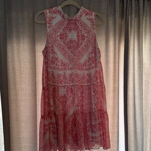 Calvin Klein Orange and White Patterned Dress